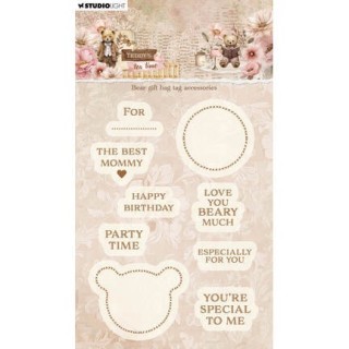 (SL-TTT-STAMP924)Studio light Stamp Bear gift bag tag accesories Teddy's Tea Time nr. 924