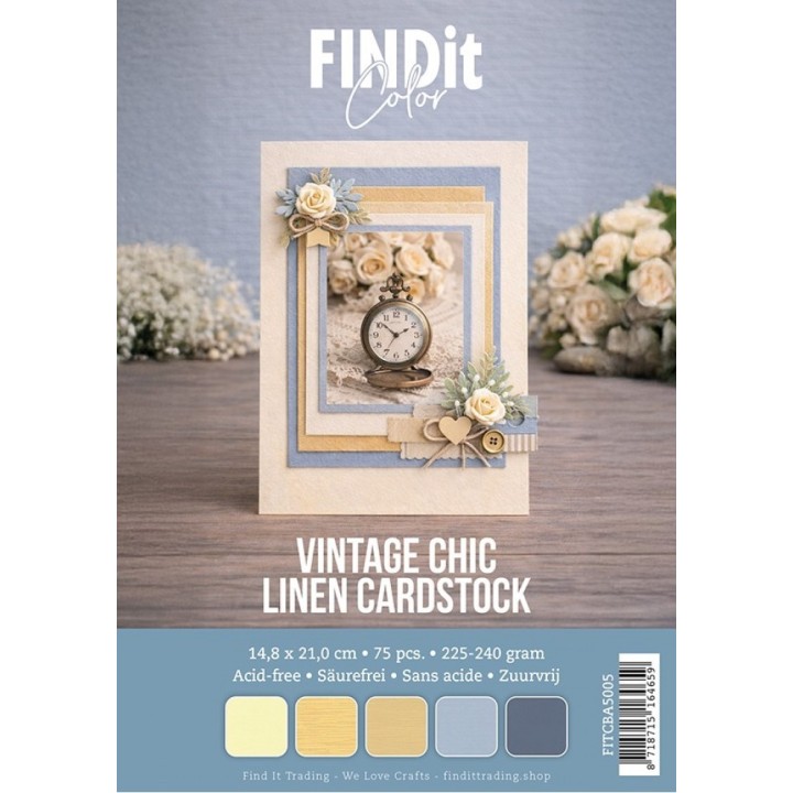 (FITCBA5005)Find It Color - Linen Cardstock Pack A5 - Vintage Chic Pack