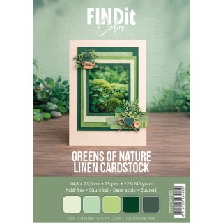 (FITCBA5006)Find It Color - Linen Cardstock Pack A5 - Greens of Nature Pack