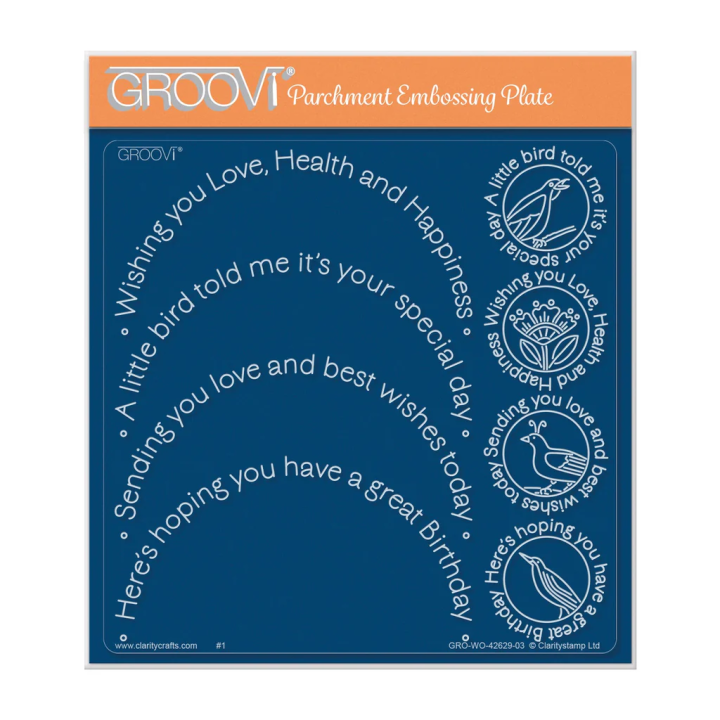 (GRO-WO-42629-03)Groovi Plate A5 Celebration Sentiment Rounds