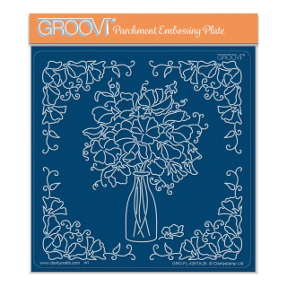 (GRO-FL-42619-26)Groovi Plate Midi Linda's Sweet Peas with Milk Bottle