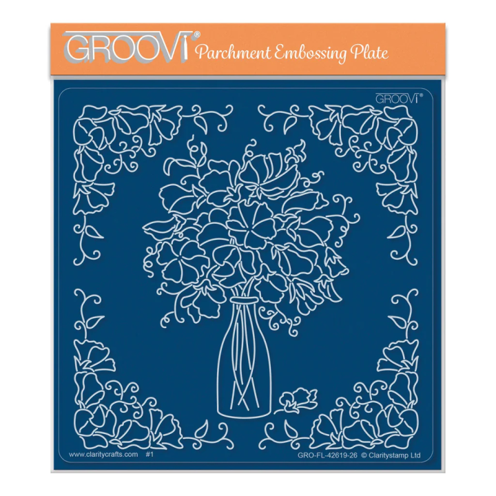 (GRO-FL-42619-26)Groovi Plate Midi Linda's Sweet Peas with Milk Bottle