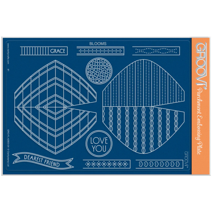 (GRO-FL-42603-04)Groovi Plate A5 Blooms Tem-Plate with Instructions