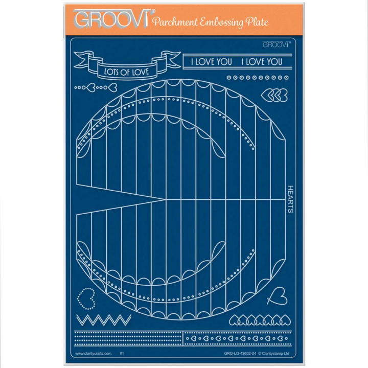 (GRO-LO-42602-04)Groovi Plate A5 Hearts Tem-Plate with Instructions