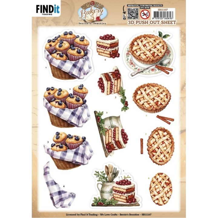 (SB11107)3D Pushout Sheet - Berries Beauties - Homestead Bakery - Bake Bites