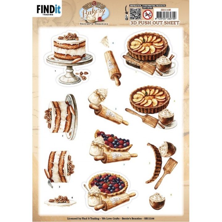 (SB11108)3D Pushout Sheet - Berries Beauties - Homestead Bakery - Pie Bliss