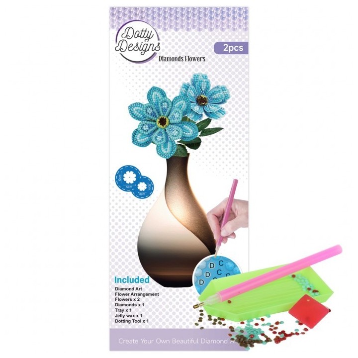 (DDDFS1001)Dotty Designs Diamond Flower Set - Blue Gerbera Bouquet