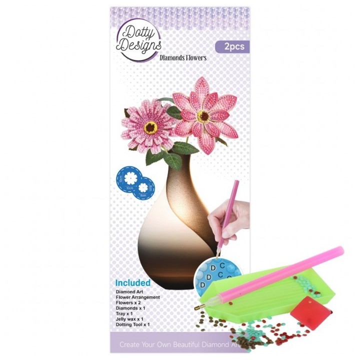(DDDFS1004)Dotty Designs Diamond Flower Set - Pink Gerbera Bouquet