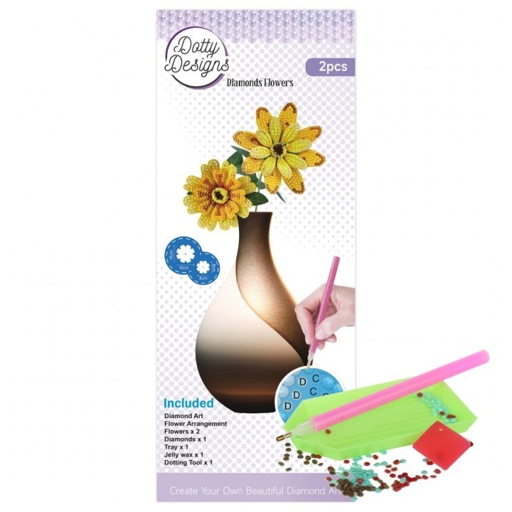 (DDDFS1005)Dotty Designs Diamond Flower Set - Yellow Gerbera Bouquet