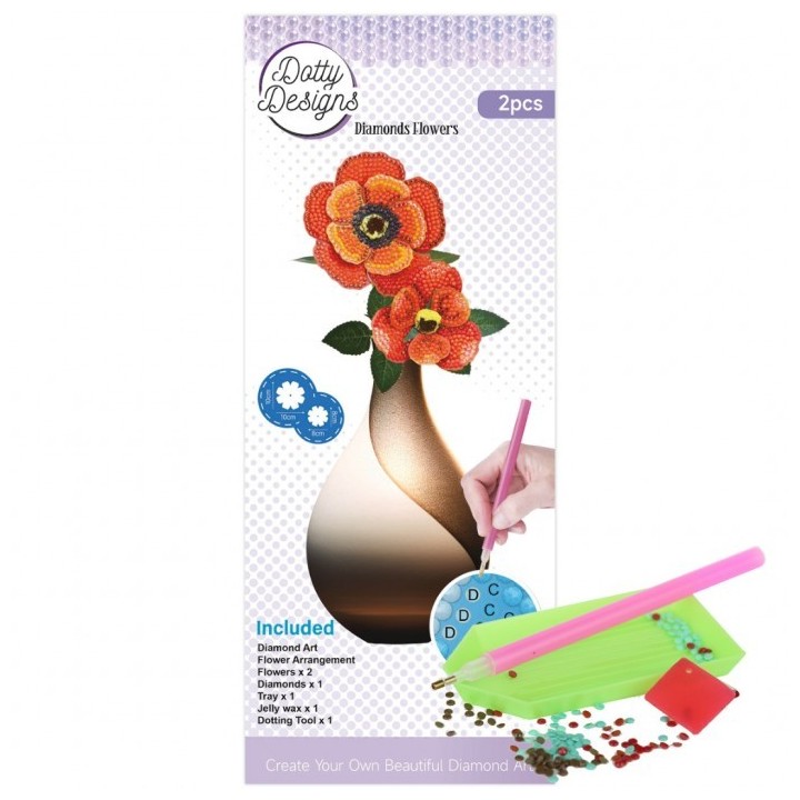 (DDDFS1006)Dotty Designs Diamond Flower Set - Orange Gerbera Bouquet
