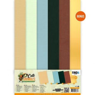 (BB-A4-10033)Linen Cardstock Pack - Berries Beauties - Cute Animals - A4