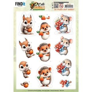 (SB11103)3D Pushout Sheet - Berries Beauties - Cute Animals - Forest Friends