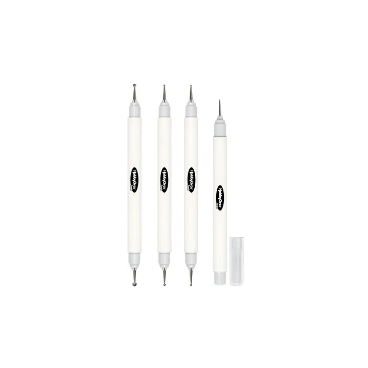 (HGT024)HobbyGros Embossing Stylus Set (1/2 - 1,5/2,5 - 3/4mm) + Piercing Tool. 4pcs
