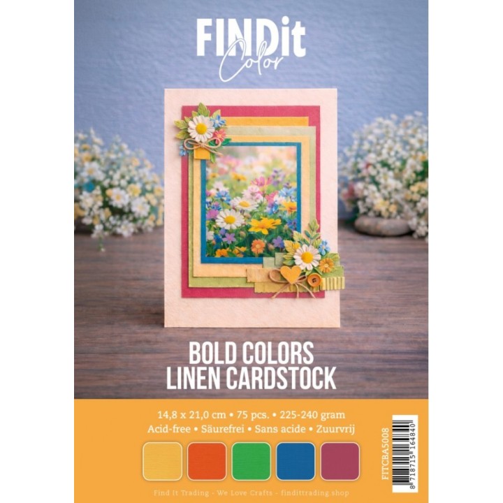 (FITCBA5008)Find It Color - Linen Cardstock Pack A5 - Bold Colors Pack