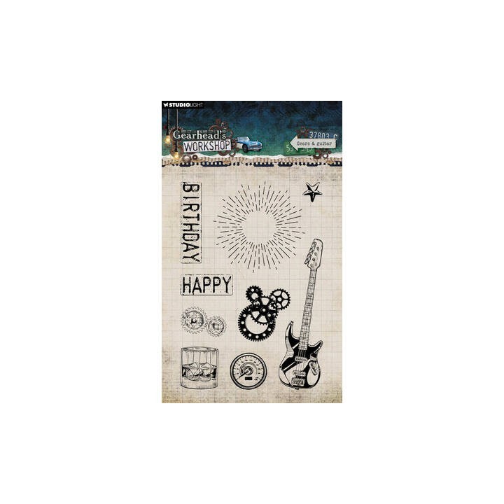(SL-GW-STAMP944)Studio light Stamp Gears & Guitar Gearhead's Workshop nr. 944