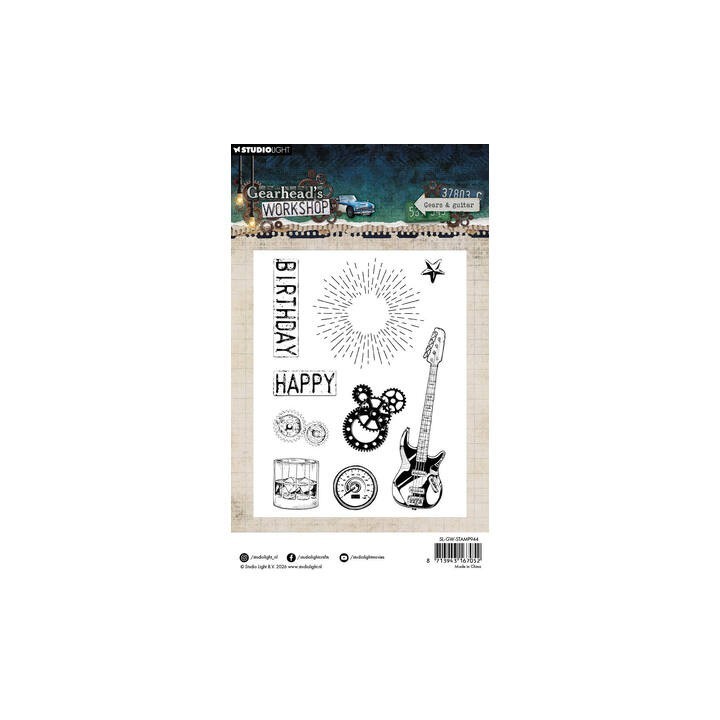 (SL-GW-STAMP944)Studio light Stamp Gears & Guitar Gearhead's Workshop nr. 944