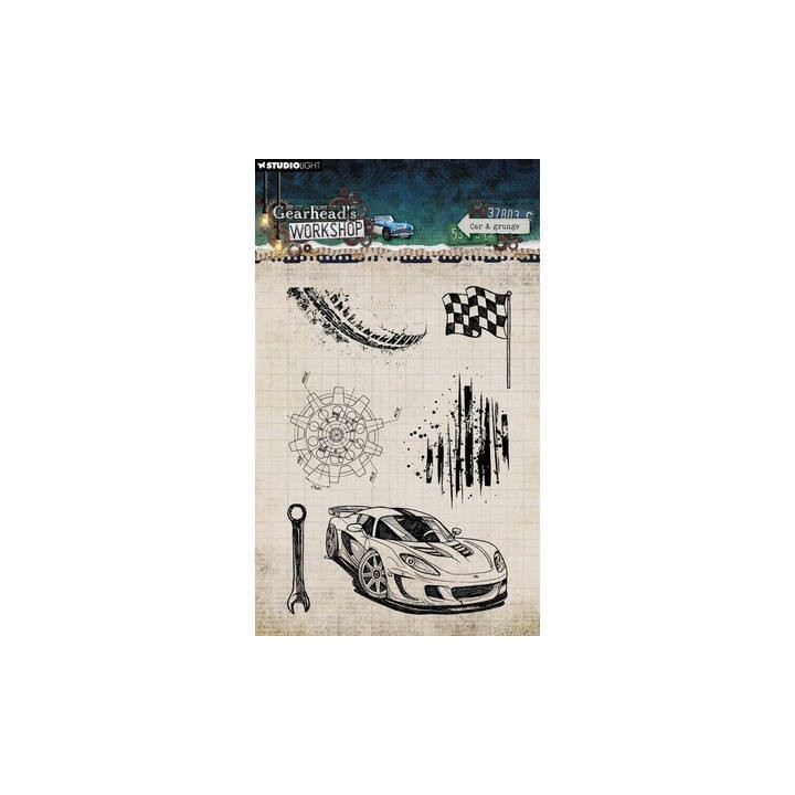 (SL-GW-STAMP945)Studio light Stamp Car & Grunge Gearhead's Workshop nr. 945