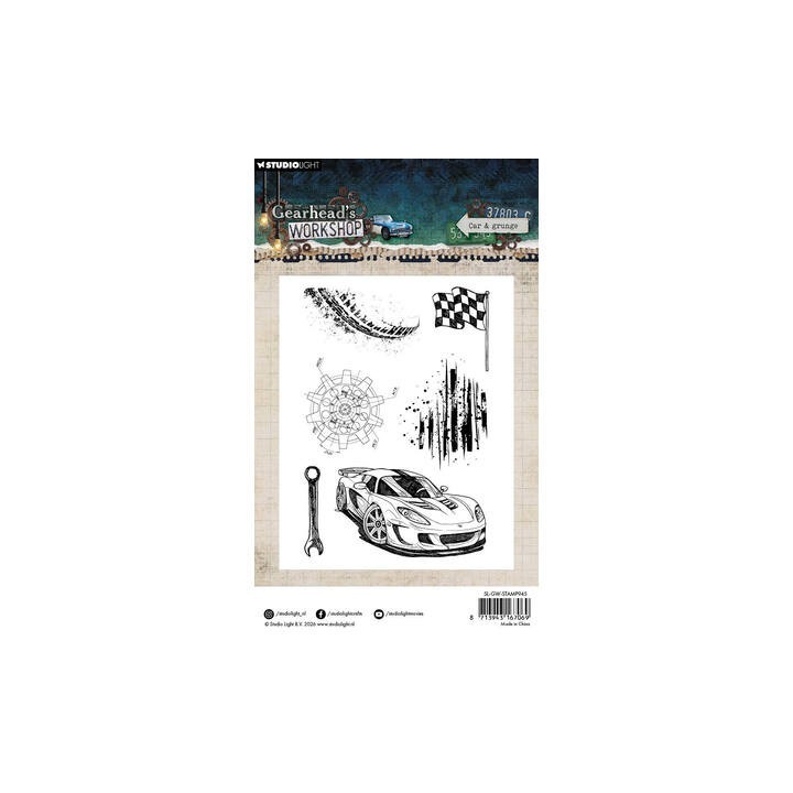 (SL-GW-STAMP945)Studio light Stamp Car & Grunge Gearhead's Workshop nr. 945