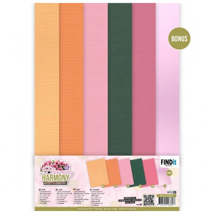 (BB-A4-10034)Linen Cardstock Pack - Berries Beauties - Blooming Harmony - A4