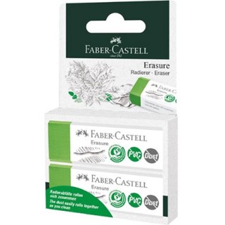 (187251)Faber Castell Dust-Free Eraser Green Two Erasers in Blister Pack