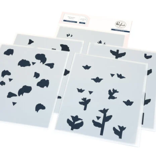 (309525)Pinkfresh Artful Foundations Stencil Rising Wildflowers
