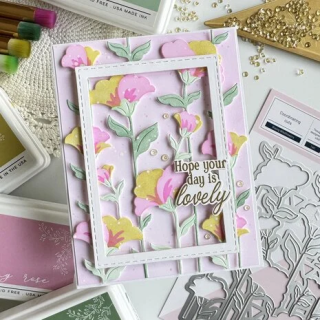 (309525)Pinkfresh Artful Foundations Stencil Rising Wildflowers