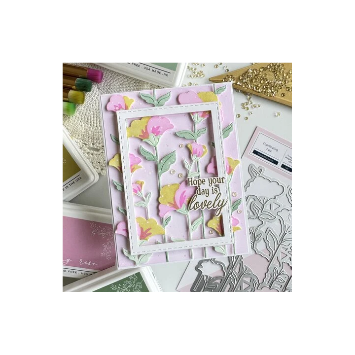 (309525)Pinkfresh Artful Foundations Stencil Rising Wildflowers
