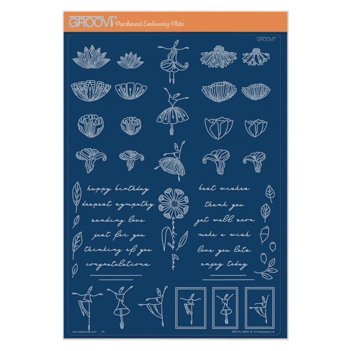 (GRO-WO-42645-16)Groovi plate A4 - Flower Girls & Sentiments