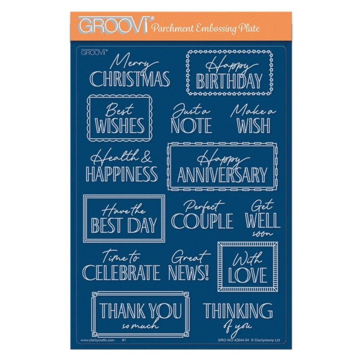 (GRO-WO-42644-04)Groovi Plate A5 Statement Sentiments & Frames