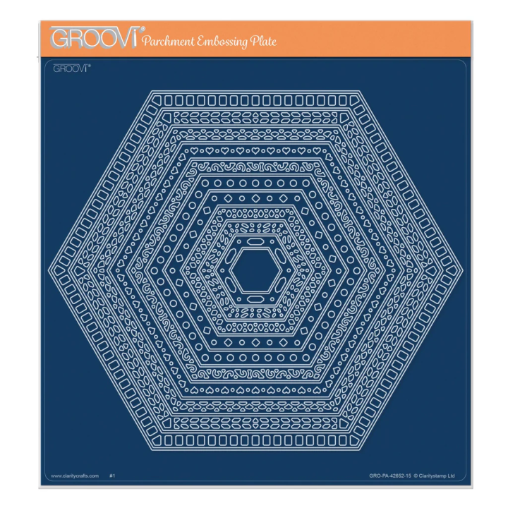 (GRO-PA-42652-15)Groovi Plate A4 Nested Hexagons Doodle Frame-Its Frames