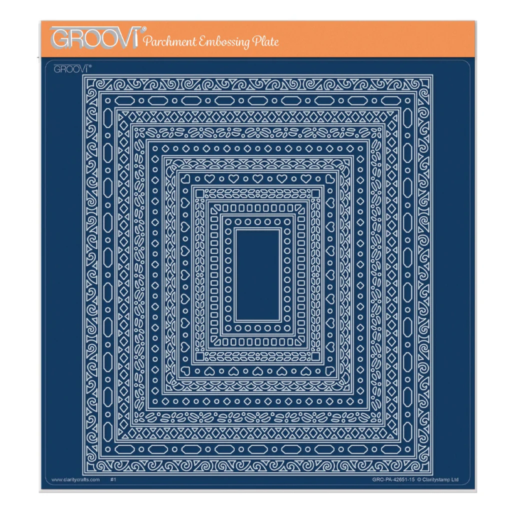 (GRO-PA-42651-15)Groovi Plate A4 Nested Rectangles Doodle Frame-Its Frames