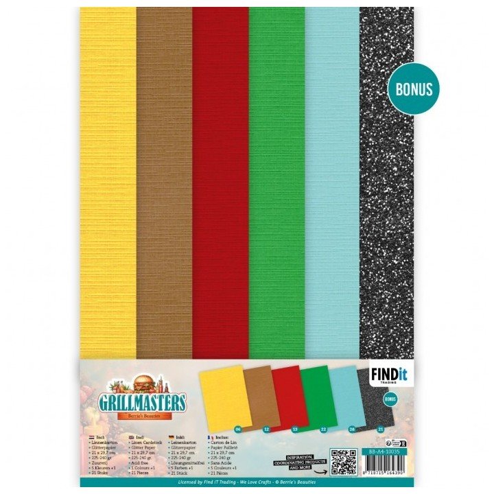(BB-A4-10035)Linen Cardstock Pack - Berries Beauties - Grillmasters - A4