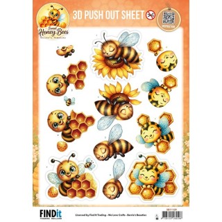 (SB11129)3D Pushout Sheet - Berries Beauties - Sweet Honey Bees - Golden Garden