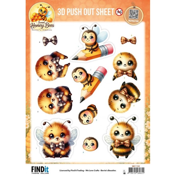 (SB11131)3D Pushout Sheet - Berries Beauties - Sweet Honey Bees - Little Buzzers