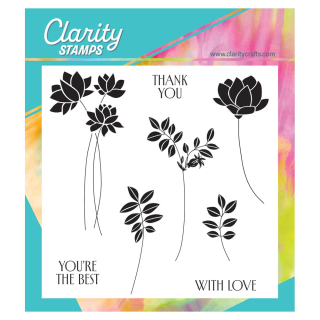 (STA-FL-12233-A5)Claritystamp Barbara's Big Blooms - Silhouette Flowers A5 Square Stamp & Mask Set
