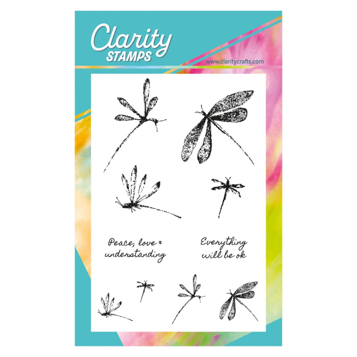 (STA-AN-12321-A6)Claritystamp Barbara's Dotted Dragonflies A6 Stamp Set