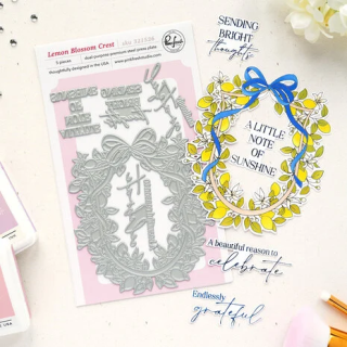 (321526)Pinkfresh Studio Sunlit Manor Press Plate Lemon Blossom Crest by Dawn Woleslagle