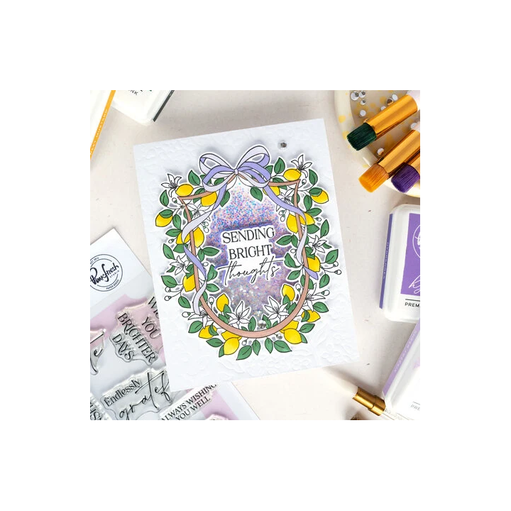 (321526)Pinkfresh Studio Sunlit Manor Press Plate Lemon Blossom Crest by Dawn Woleslagle