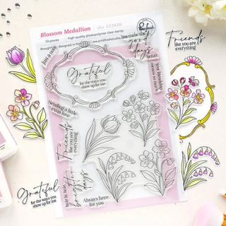 (323826)Pinkfresh Studio Sunlit Manor Stamp Blossom Medallion by Inna Moreva