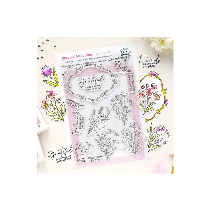 (323826)Pinkfresh Studio Sunlit Manor Stamp Blossom Medallion by Inna Moreva