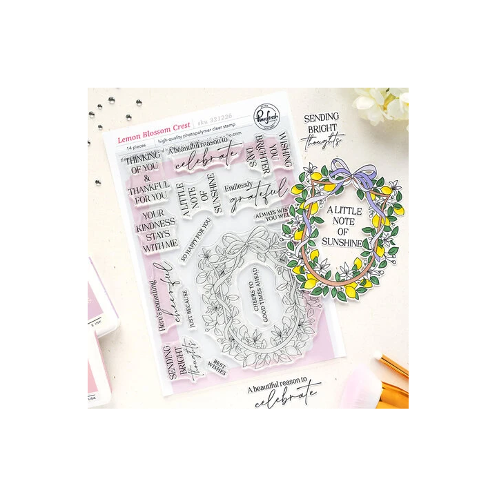 (321226)Pinkfresh Studio Sunlit Manor Stamp Lemon Blossom Crest by Dawn Woleslagle