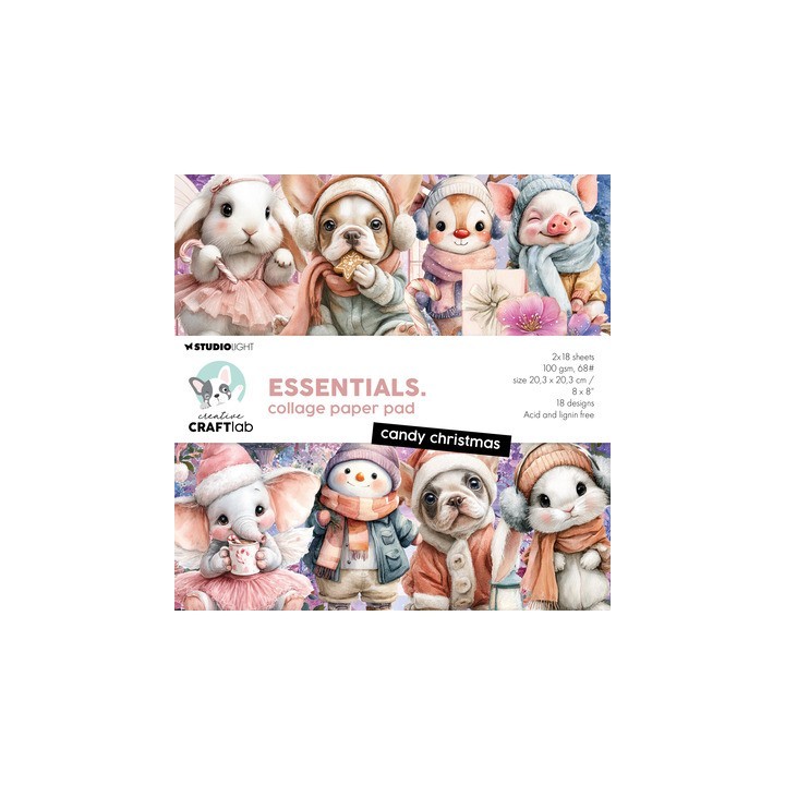 (CCL-ES-CPP497)Studio Light Collage paper pad Candy Christmas Essentials n° 497