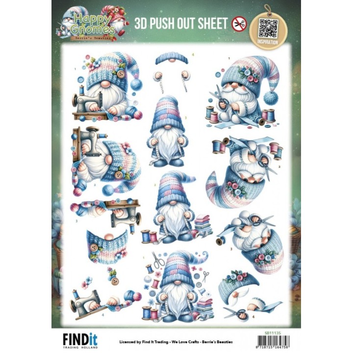 (SB11135)3D Pushout Sheet - Berries Beauties - Happy Gnomes - Sew Much Love