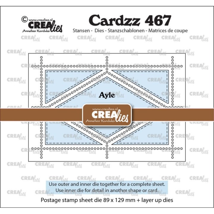 (CLCZ467)Cardzz Dies Postage Stamp Sheet Ayle (rectangle with diamond)