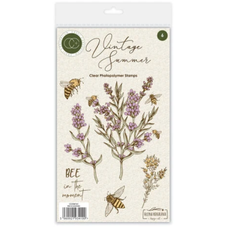 (CCSTMP101)Craft Consortium Vintage Summer A6 Clear Photopolymer Stamps Bee & Lavender by Olena Kovalova