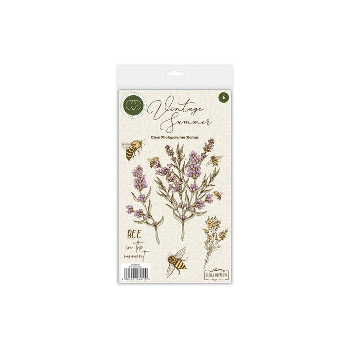 (CCSTMP101)Craft Consortium Vintage Summer A6 Clear Photopolymer Stamps Bee & Lavender by Olena Kovalova