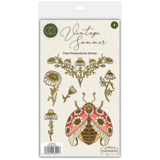 (CCSTMP102)Craft Consortium Vintage Summer A6 Clear Photopolymer Stamps Ladybug & Daisy by Olena Kovalova