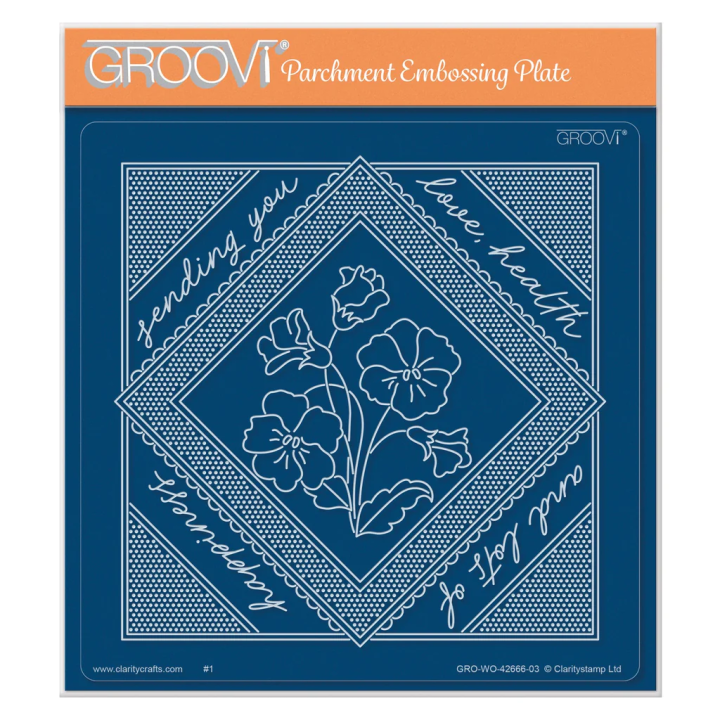(GRO-WO-42666-03)Groovi Plate A5 Grid Overlay - Love, Health & Happiness