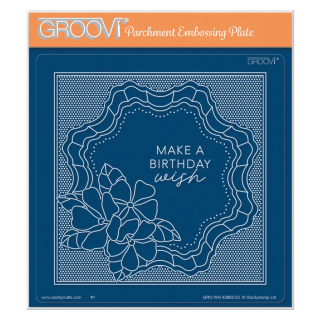 (GRO-WO-42665-03)Groovi Plate A5 Grid Overlay - Birthday Wish