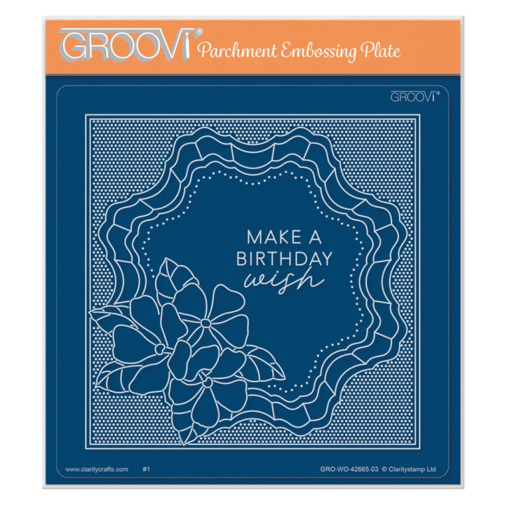 (GRO-WO-42665-03)Groovi Plate A5 Grid Overlay - Birthday Wish